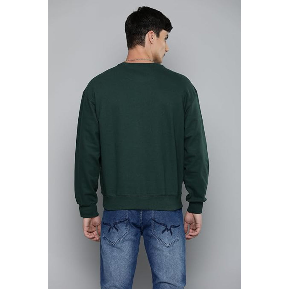 Men Regular Fit Bottle Green Sweatshirt