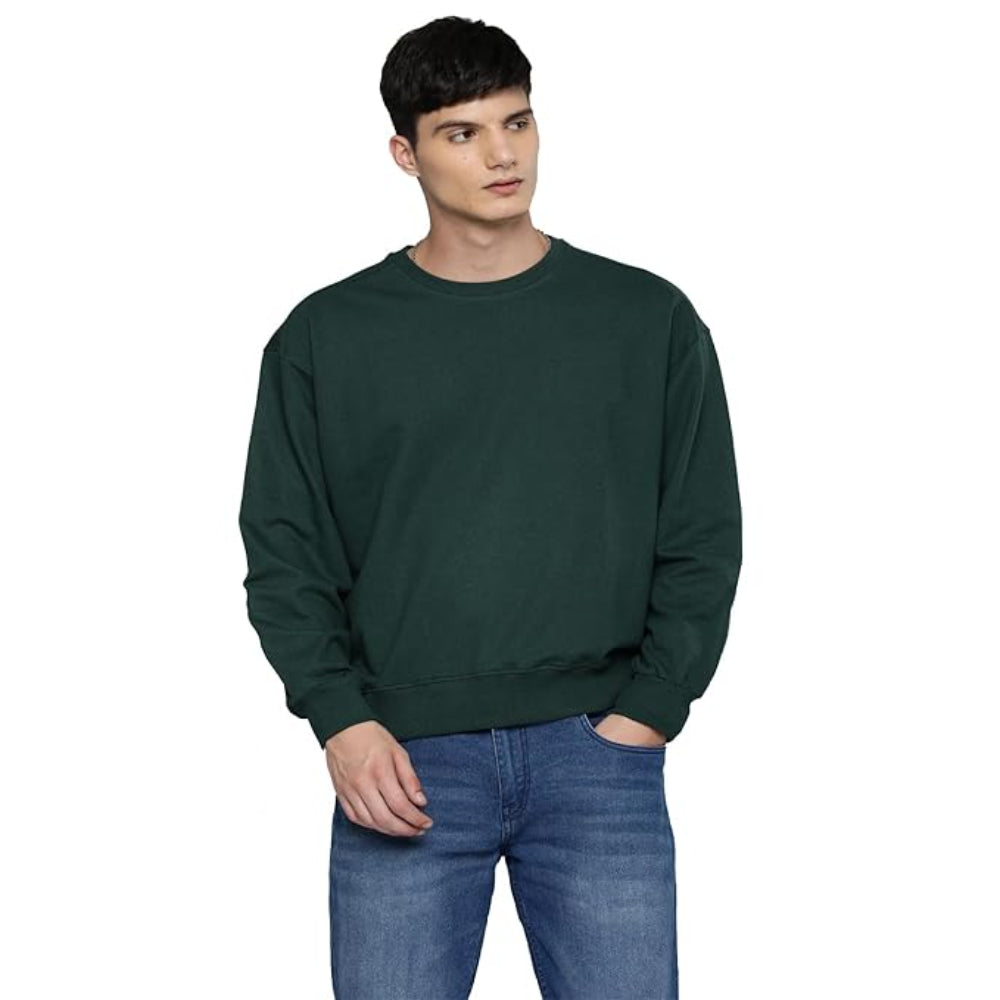 Men Regular Fit Bottle Green Sweatshirt
