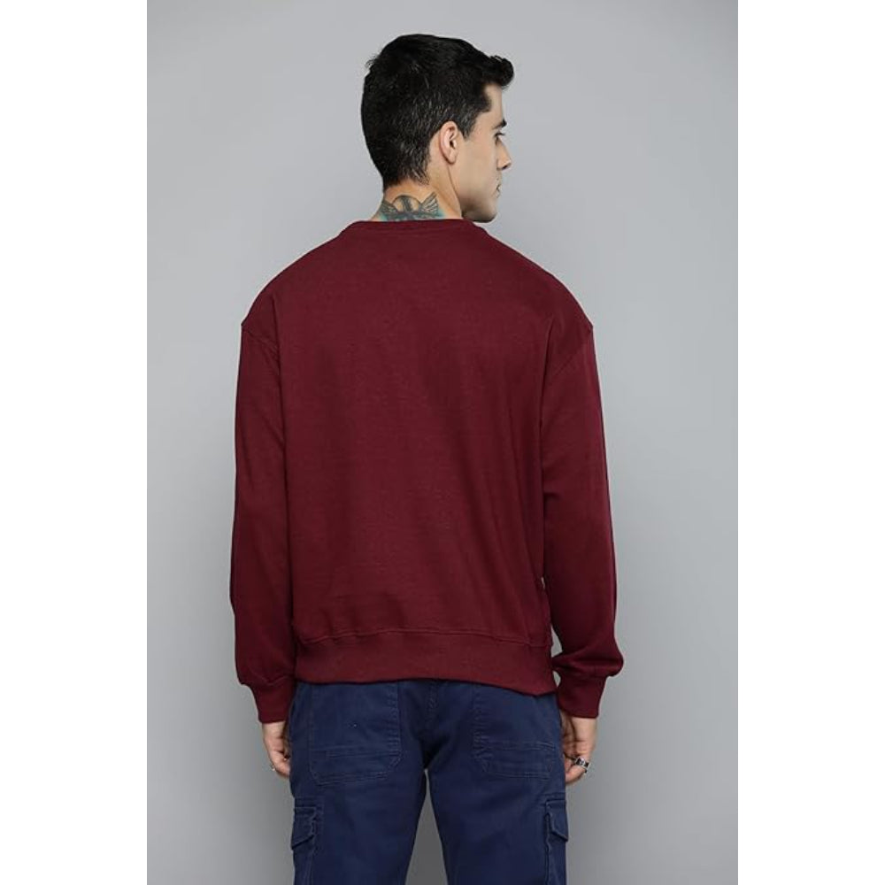 Men Regular Fit Burgundy Sweatshirt