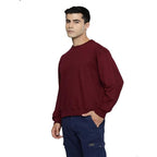 Men Regular Fit Burgundy Sweatshirt