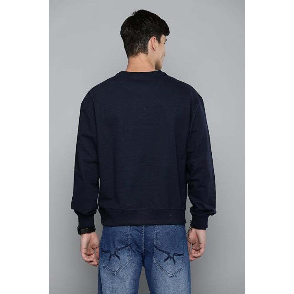 Men Regular Fit Navy Blue Sweatshirt
