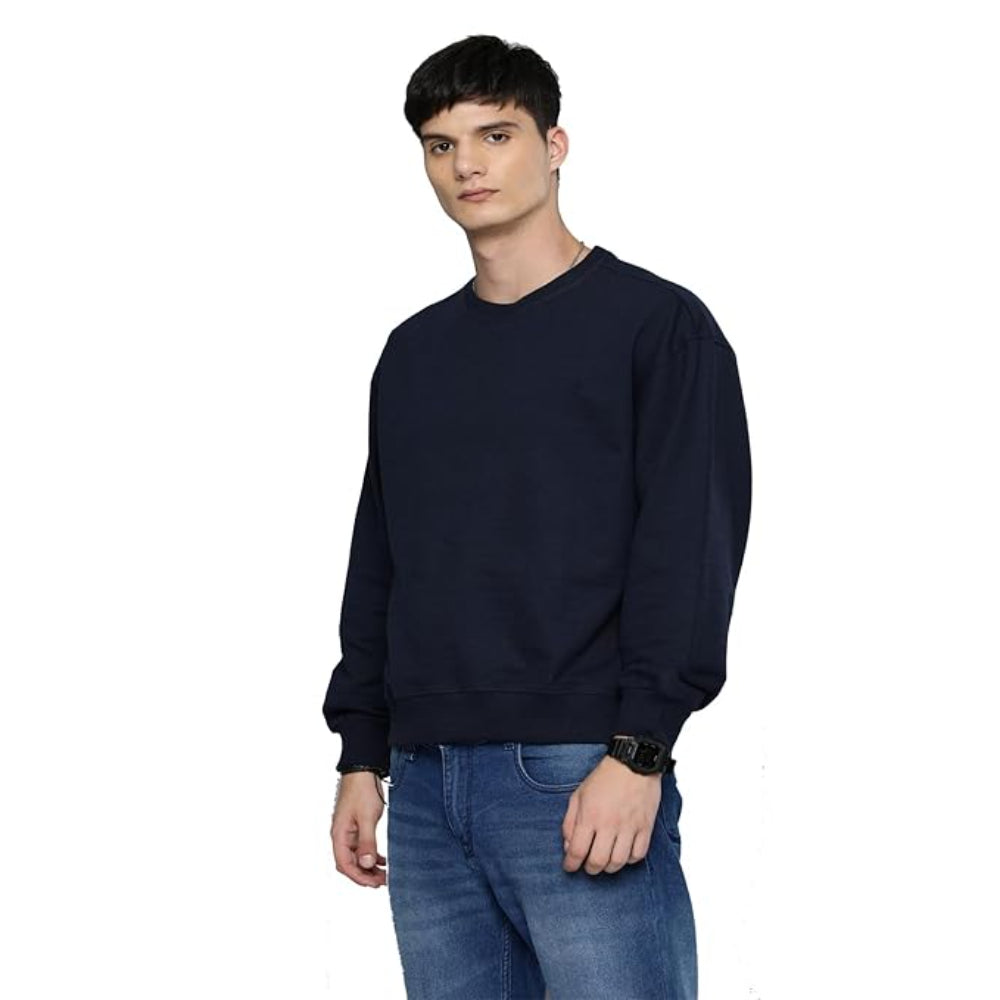 Men Regular Fit Navy Blue Sweatshirt