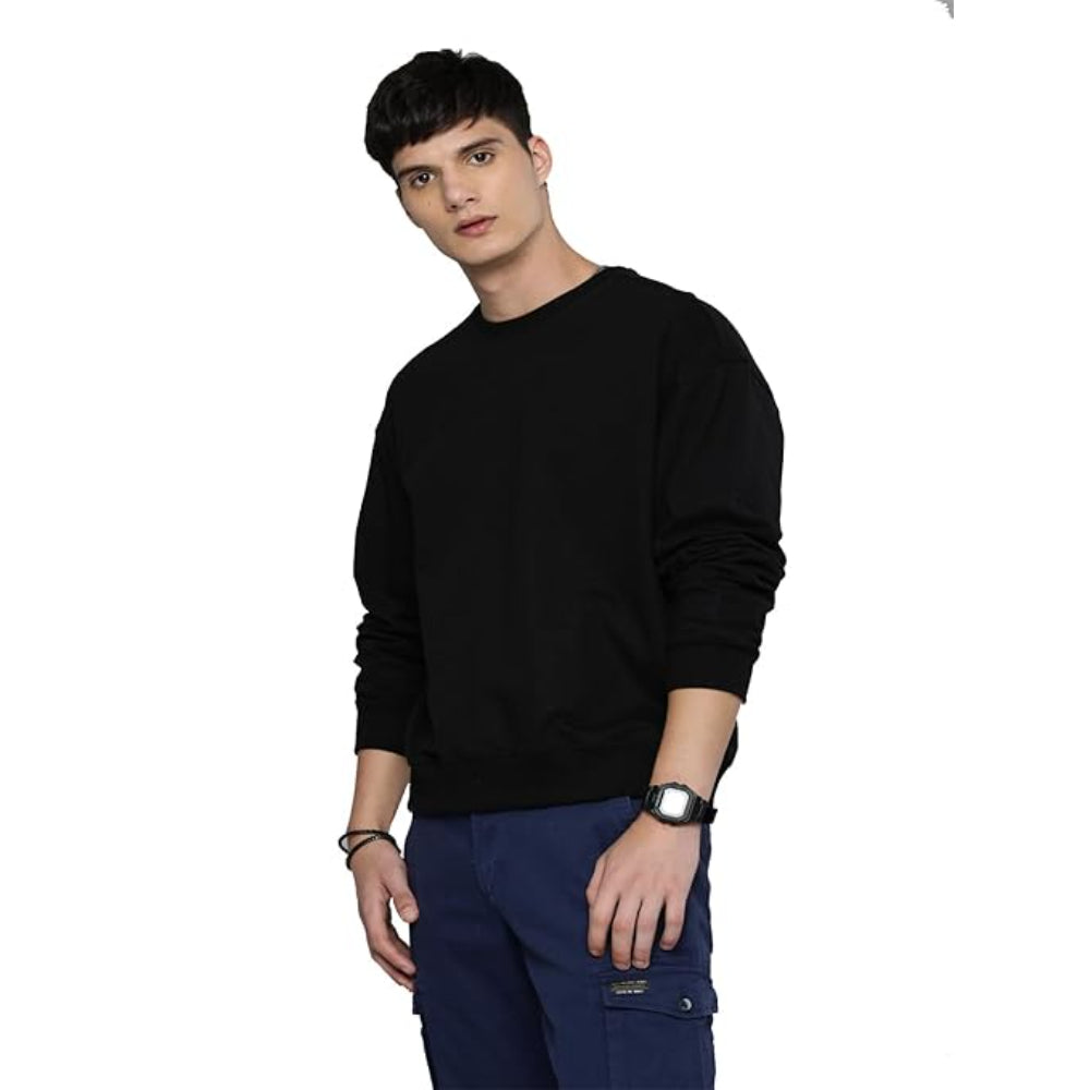 Men Regular Fit Black Sweatshirt
