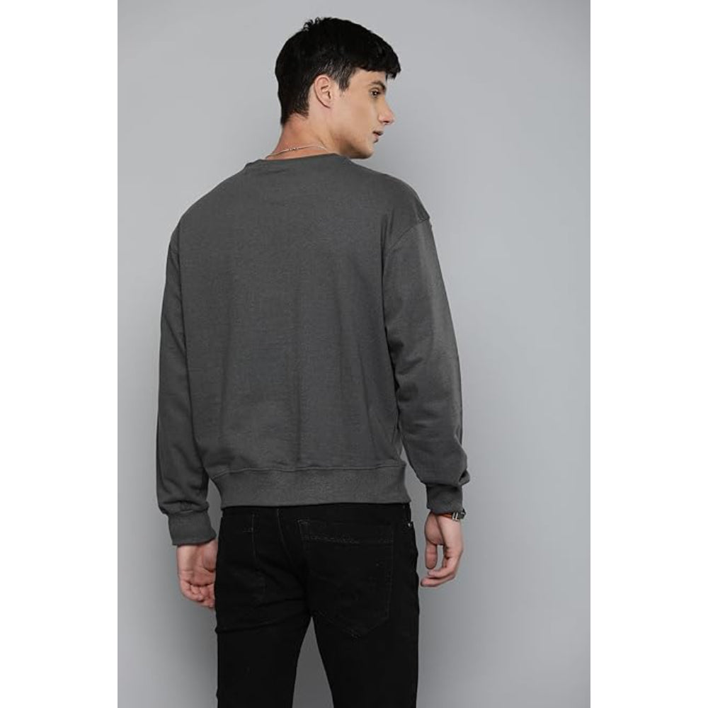 Men Regular Fit Steel Grey Sweatshirt