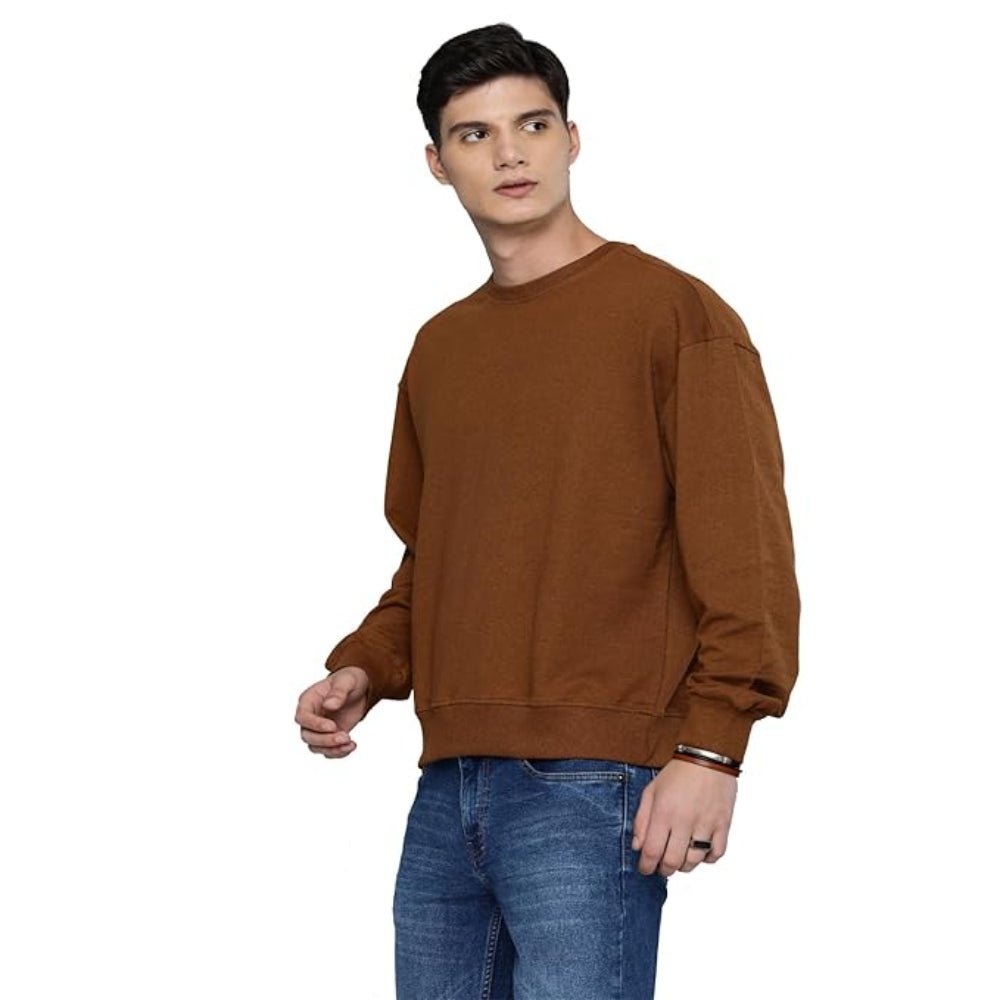 Men Regular Fit Mustard Brown Sweatshirt