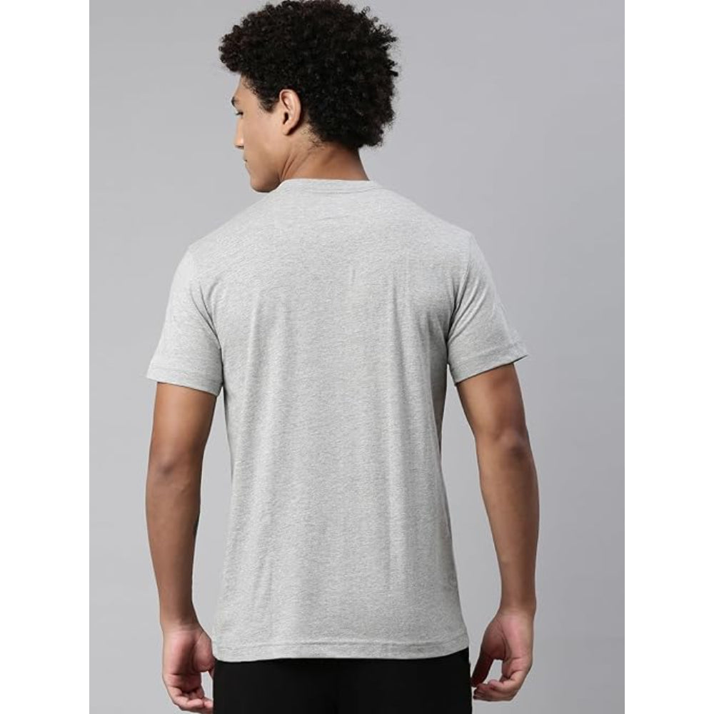Men Regular Fit Light Grey Melange T-Shirt