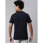 Men Regular Fit Navy Blue T-Shirt