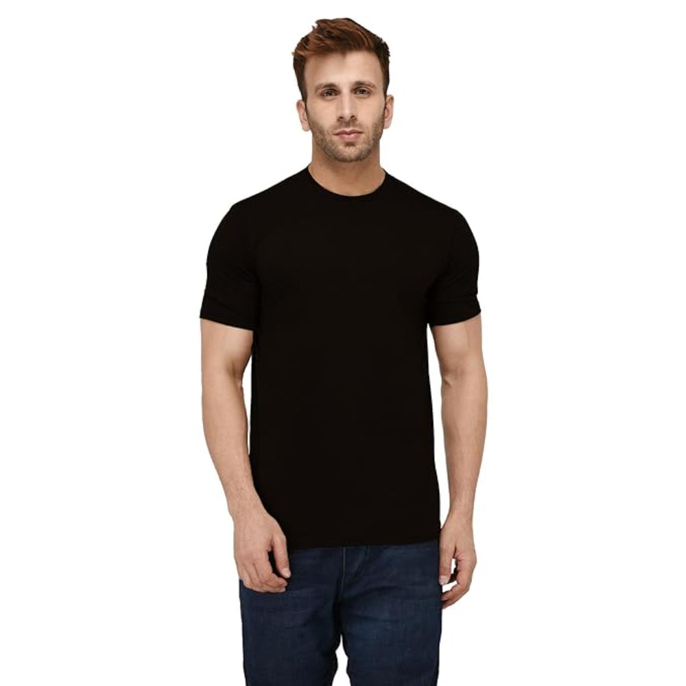 Men Plain Cotton Black T-Shirt