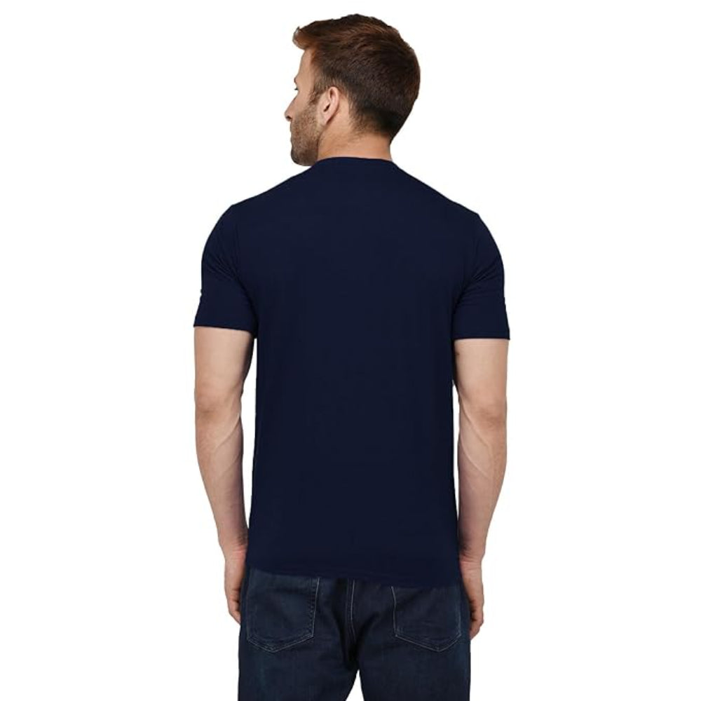 Men Plain Cotton Dark Blue T-Shirt