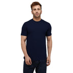 Men Plain Cotton Dark Blue T-Shirt