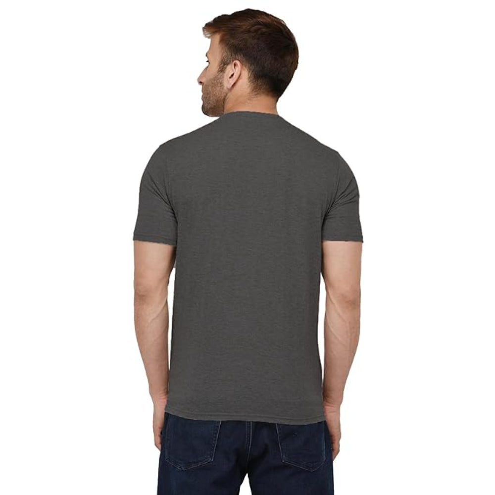 Men Plain Cotton Dark Grey T-Shirt