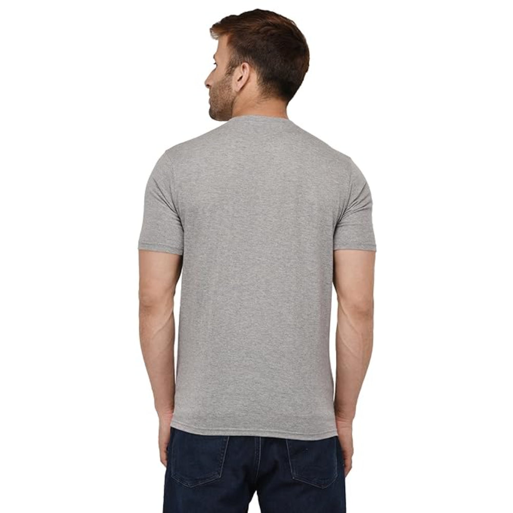 Men Plain Cotton Grey T-Shirt