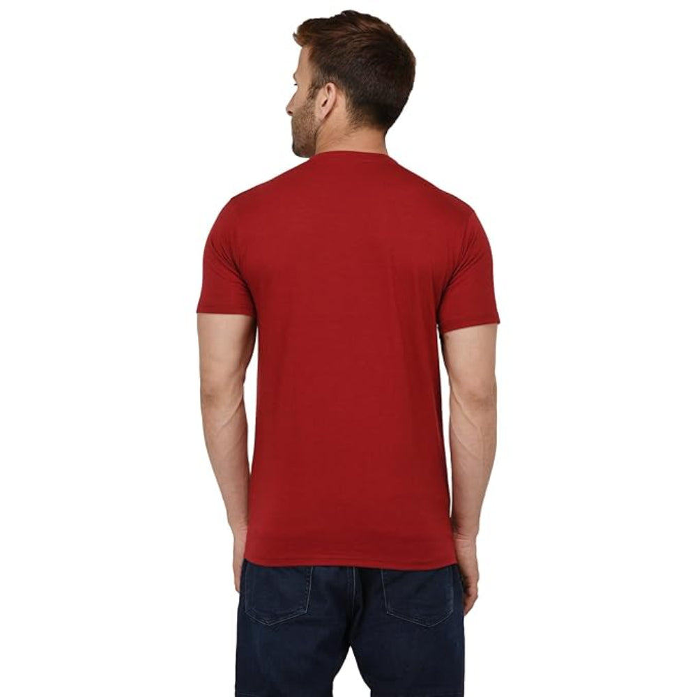 Men Plain Cotton Maroon T-Shirt