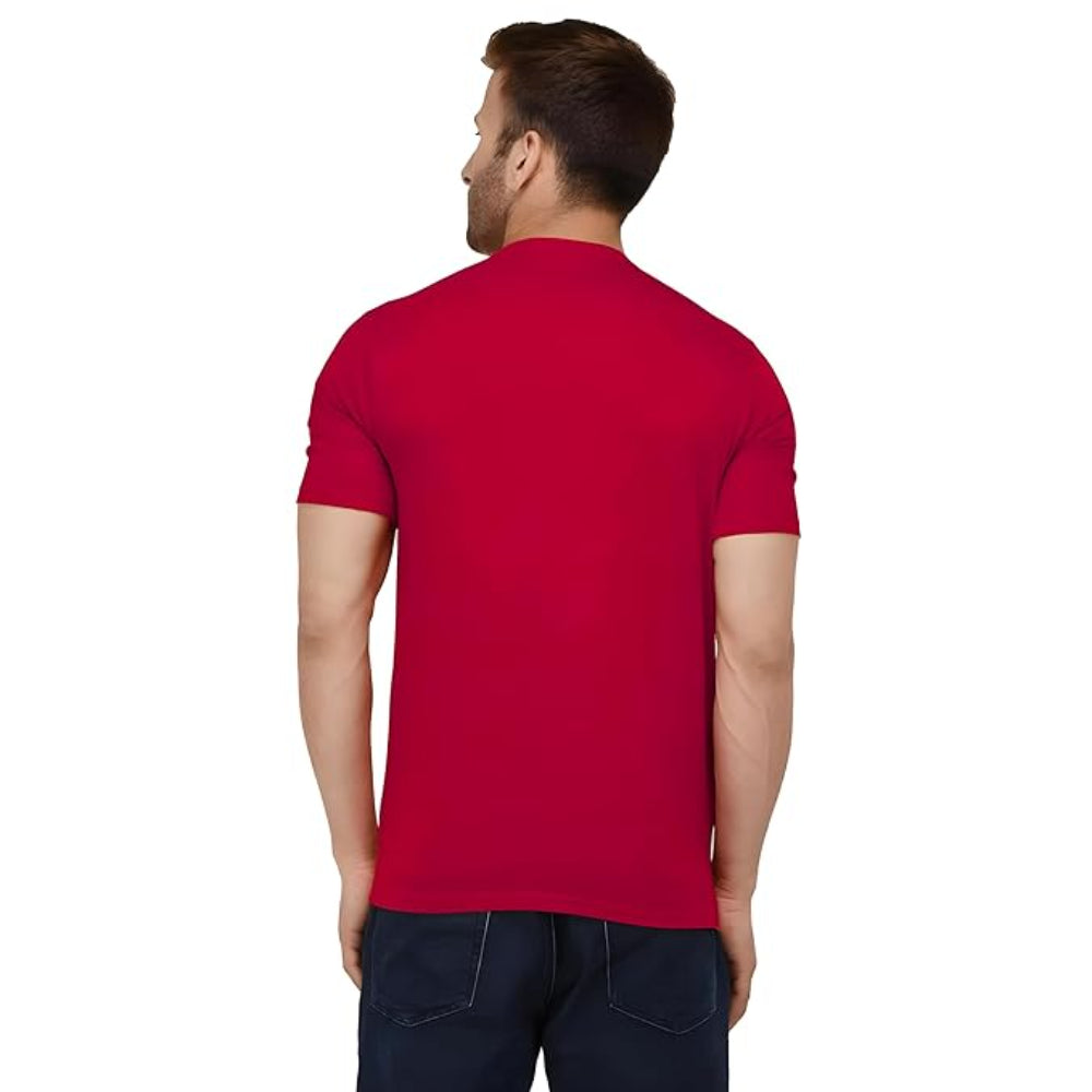 Men Plain Cotton Red T-Shirt