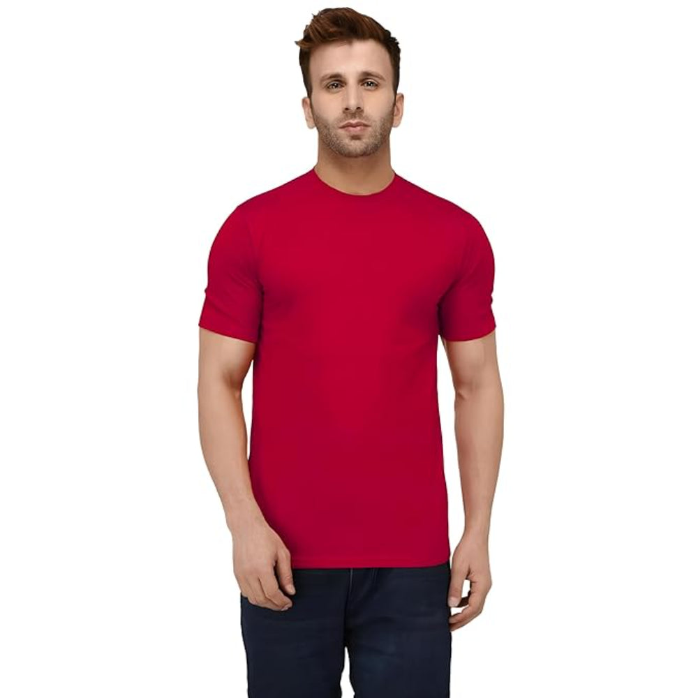 Men Plain Cotton Red T-Shirt