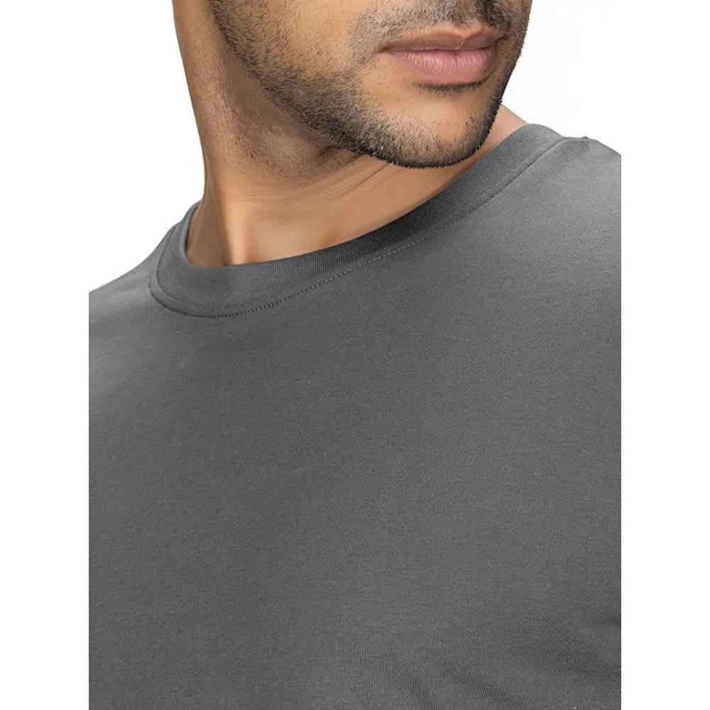 Men Regular Fit Dark Grey T-Shirt