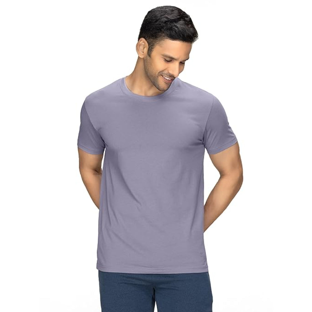 Men Regular Fit Grey Lilac T-Shirt