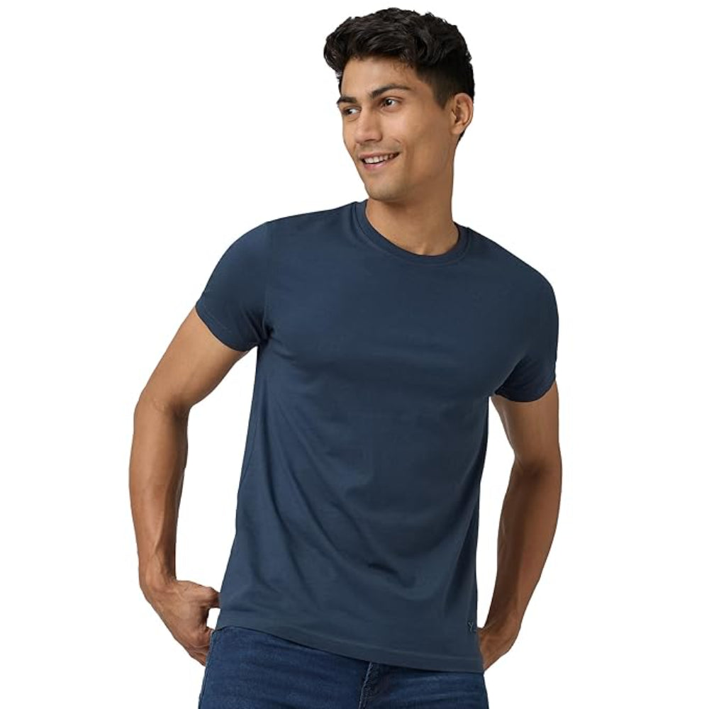 Men Regular Fit Blue T-Shirt