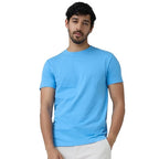 Men Regular Fit Azure Blue T-Shirt