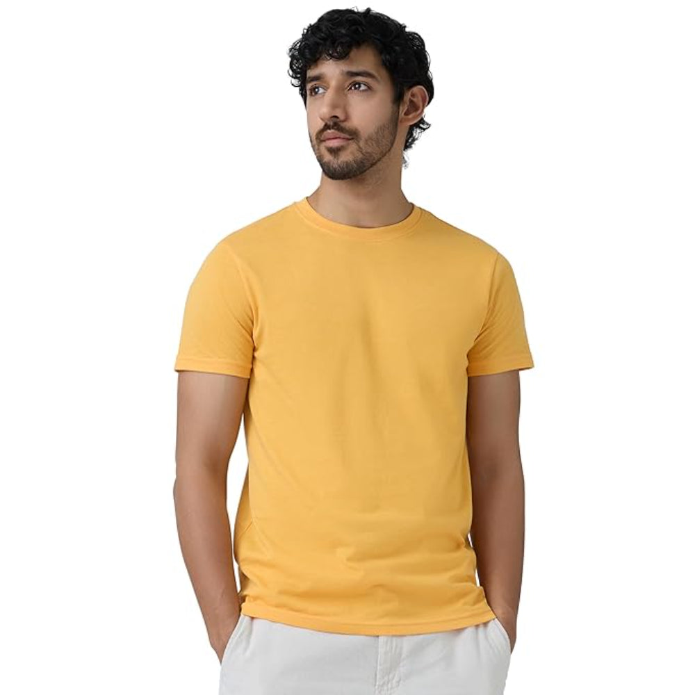Men Regular Fit Yellow T-Shirt