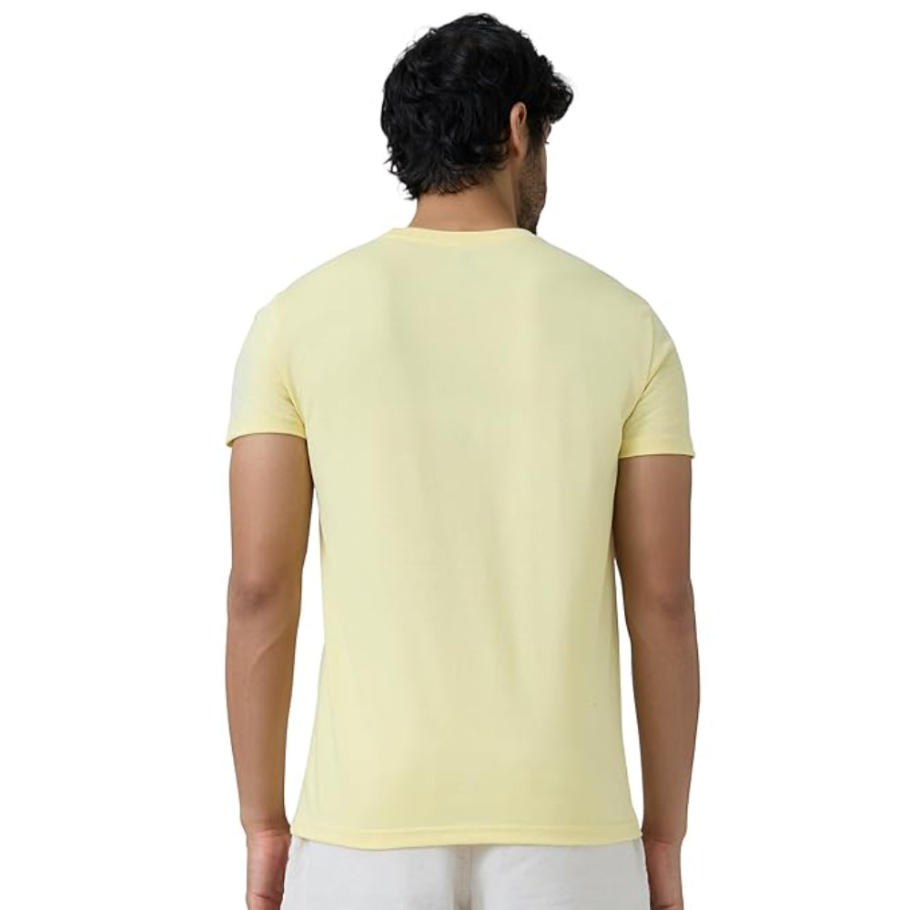 Men Regular Fit Light Yellow T-Shirt