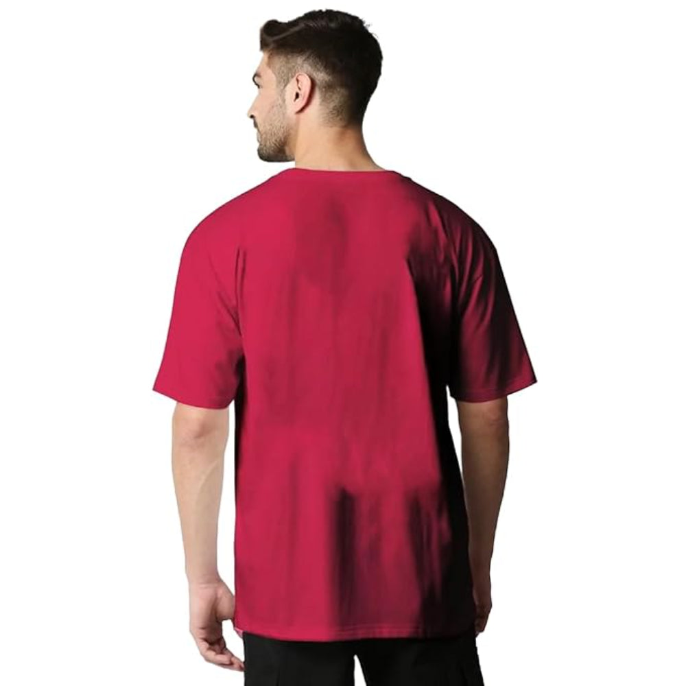 Men Oversized Maroon T-Shirt