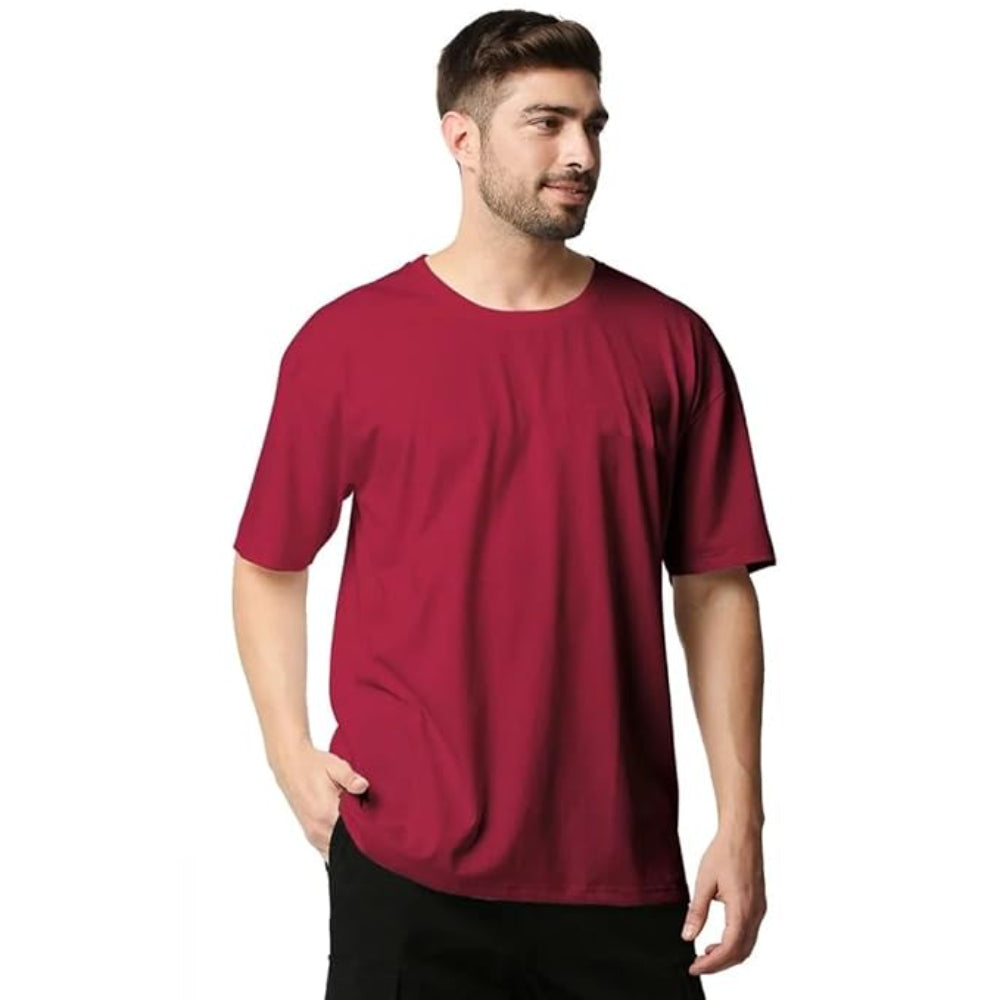 Men Oversized Maroon T-Shirt
