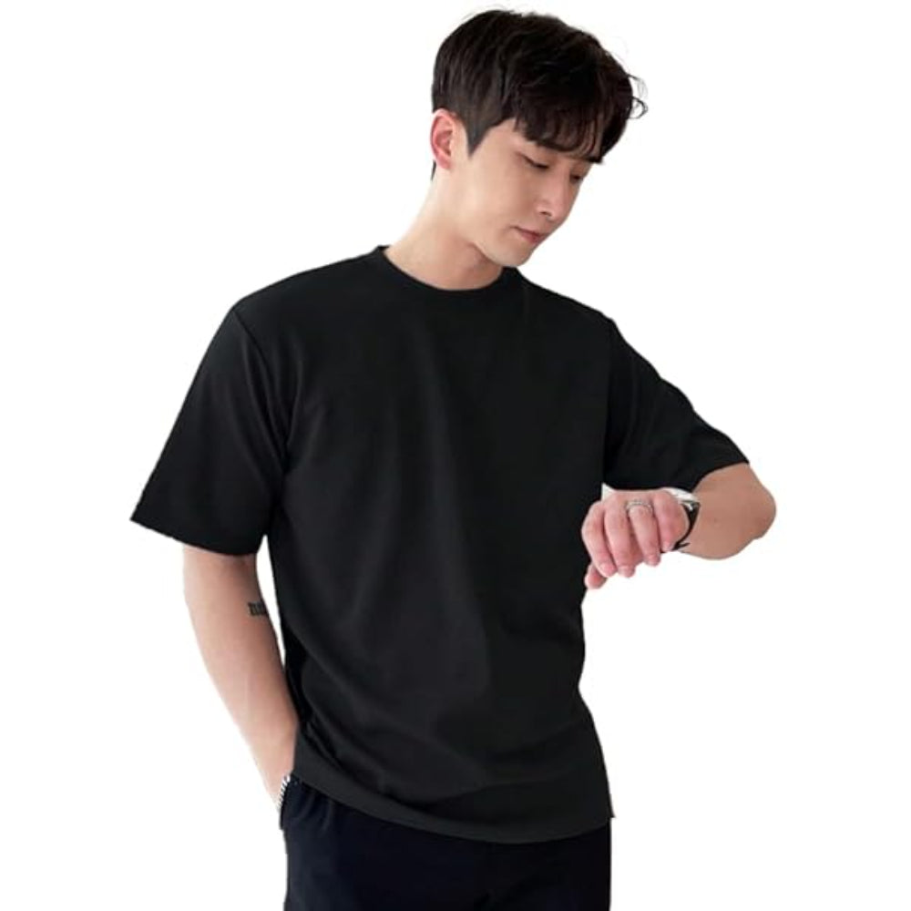 Men Round Neck Black T-Shirt