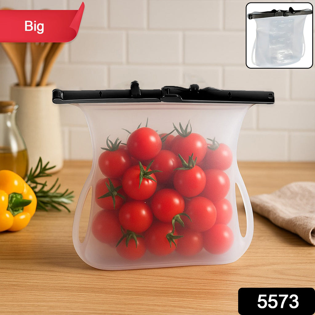 Reusable Silicone Food Storage Bag – Leakproof, Flat Bottom, Freezer & Microwave Safe, BPA-Free Snack & Sandwich Bag (1 Pc)