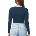 Women Cotton Boat Neck Navy Top