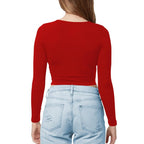 Women Cotton Boat Neck Red Top