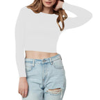 Women Cotton Boat Neck White Top