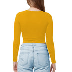 Women Cotton Boat Neck Yellow Top