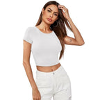 Women Short Sleeves Frost White Crop Top