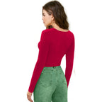 Women V-Neck Pink Crop Top