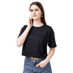 Women Oversized Black Crop Top