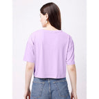 Women Oversized Lavender Crop Top