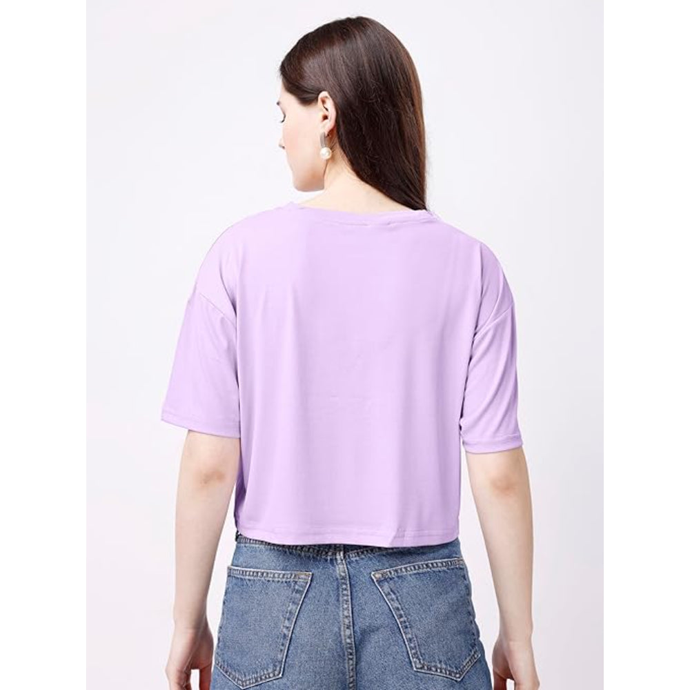 Women Oversized Lavender Crop Top