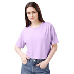 Women Oversized Lavender Crop Top