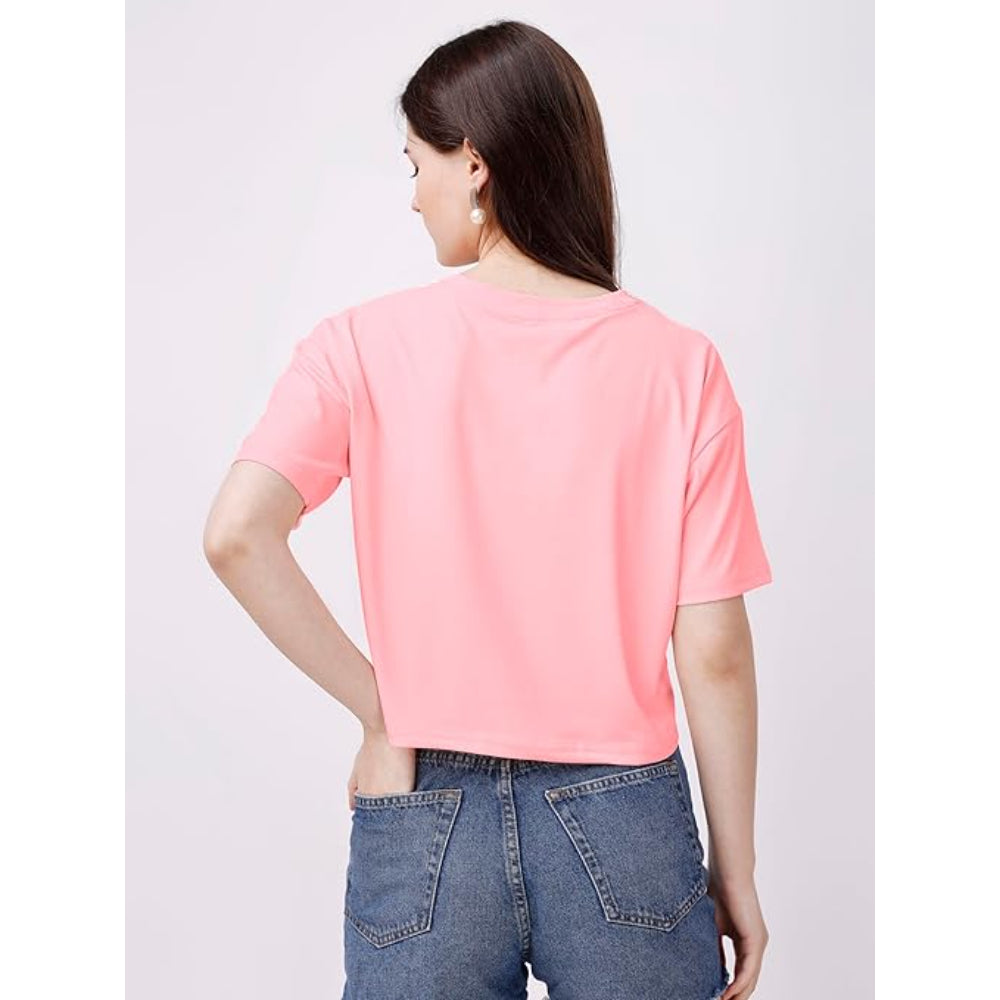 Women Oversized Peach Crop Top