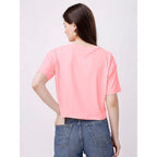 Women Oversized Peach Crop Top