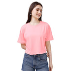 Women Oversized Peach Crop Top