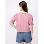 Women Oversized Rose Gold Crop Top