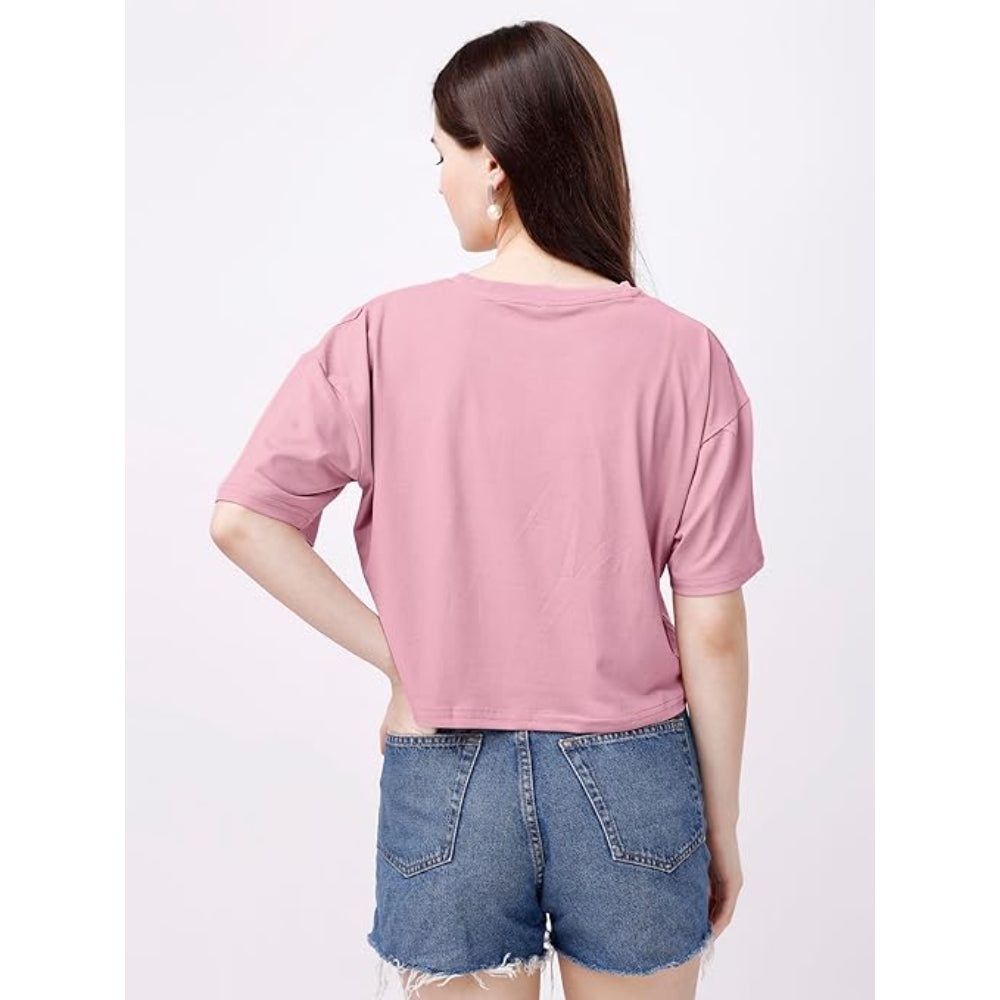 Women Oversized Rose Gold Crop Top