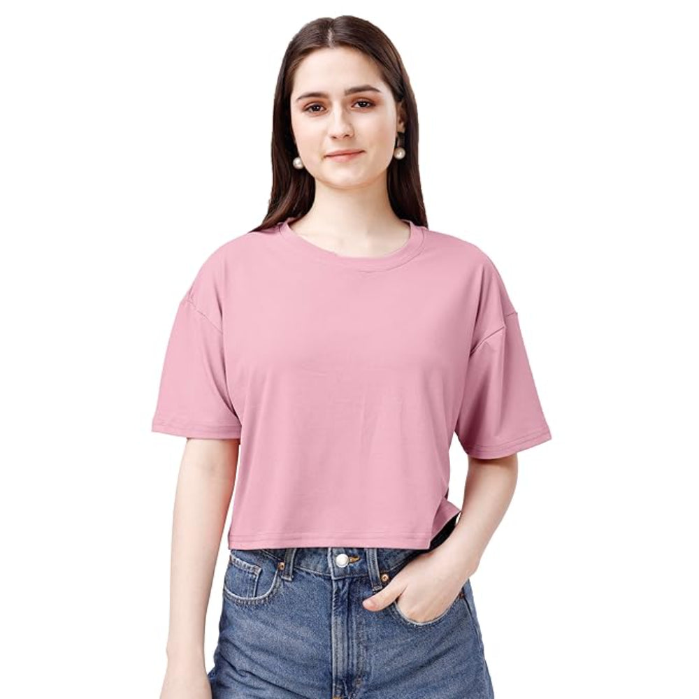 Women Oversized Rose Gold Crop Top