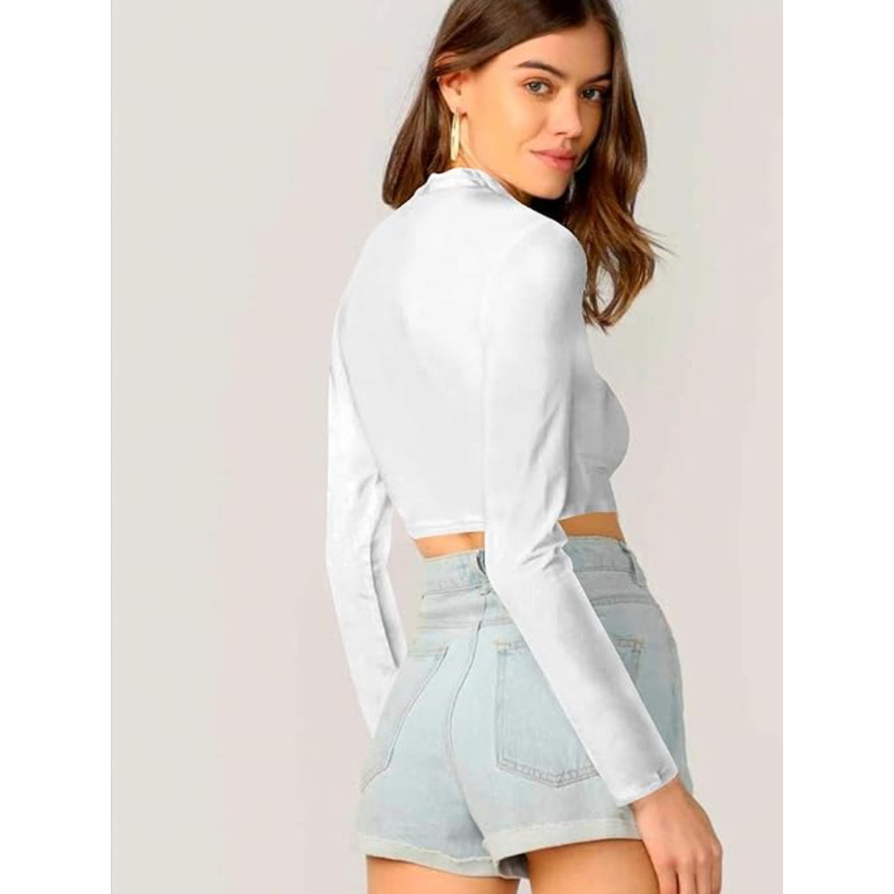 Women's Stylish Frost White Crop Top