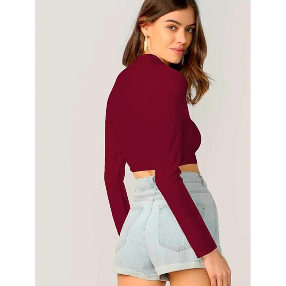 Women's Stylish Maroon Crop Top