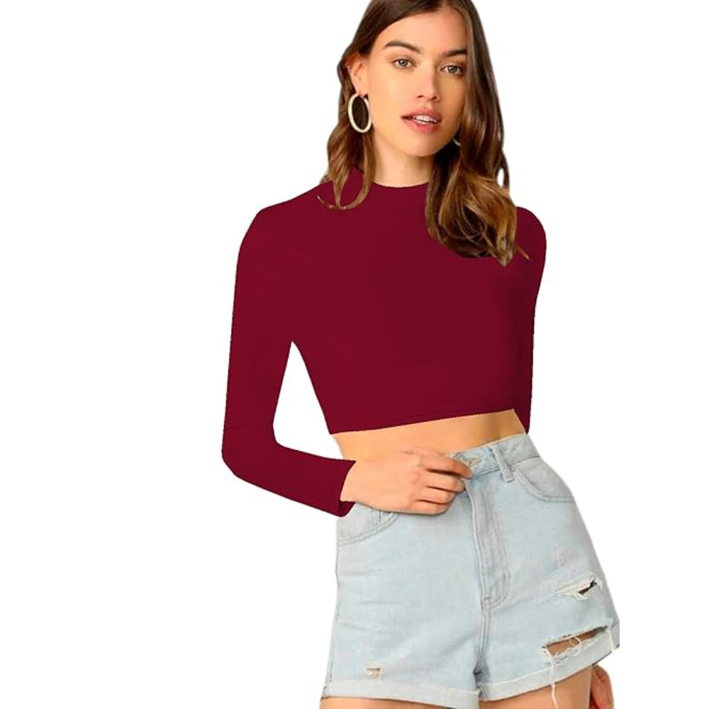 Women's Stylish Maroon Crop Top