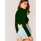 Women's Stylish Dark Green Crop Top