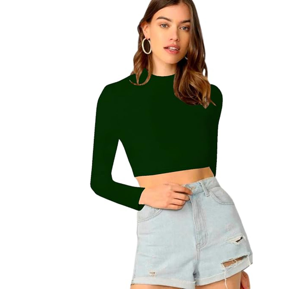 Women's Stylish Dark Green Crop Top